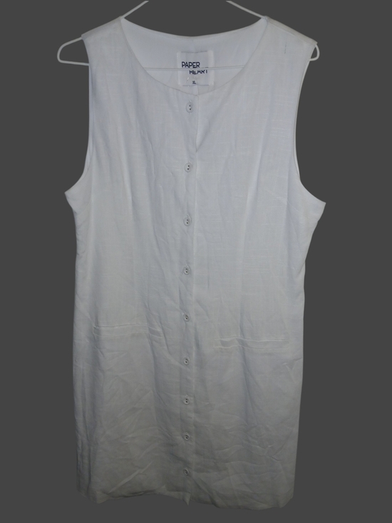 Paper Heart Dresses & Skirts - Paper Heart White Button-Front Sleeveless Dress Linen Blend XL